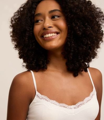 Blusa de Pijama Bretel Fino en Poliamida Seamless con Encaje 3