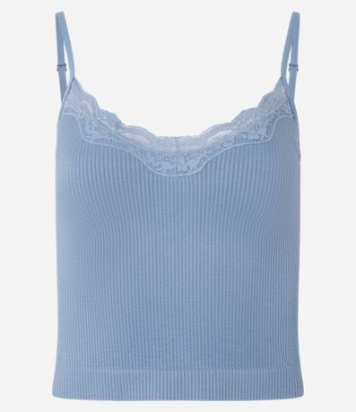 Blusa de Pijama Bretel Fino en Poliamida Seamless con Encaje 4