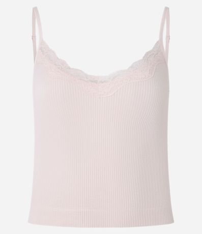 Blusa de Pijama Bretel Fino en Poliamida Seamless con Encaje 4