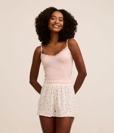 Blusa de Pijama Bretel Fino en Poliamida Seamless con Encaje 2