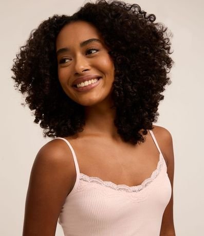 Blusa de Pijama Bretel Fino en Poliamida Seamless con Encaje 3