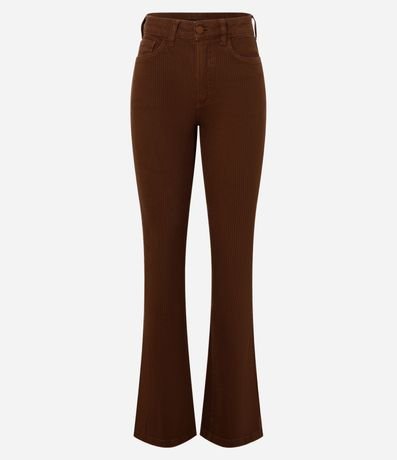 Pantalón Boot Cut Acanalada en Sarga con Botón Forrado 5