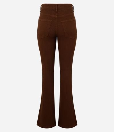 Pantalón Boot Cut Acanalada en Sarga con Botón Forrado 7