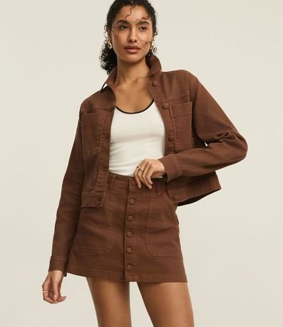 Pollera corta en Sarga Cotele con Botones Forrados 2