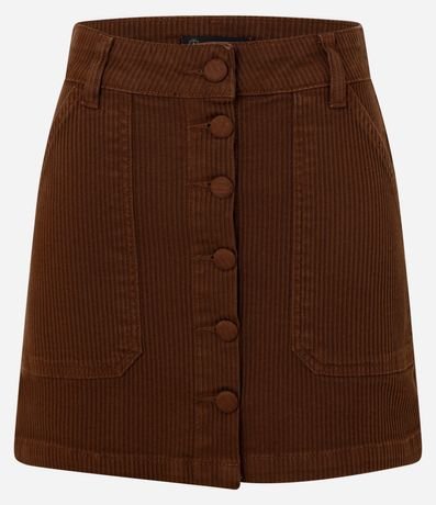 Pollera corta en Sarga Cotele con Botones Forrados 5