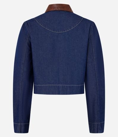 Campera Regular en Jeans con Cuello de PU 6