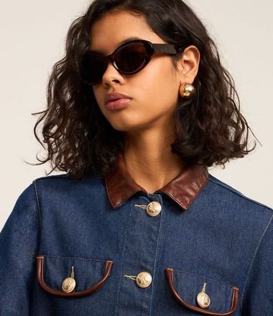 Campera Regular en Jeans con Cuello de PU 3