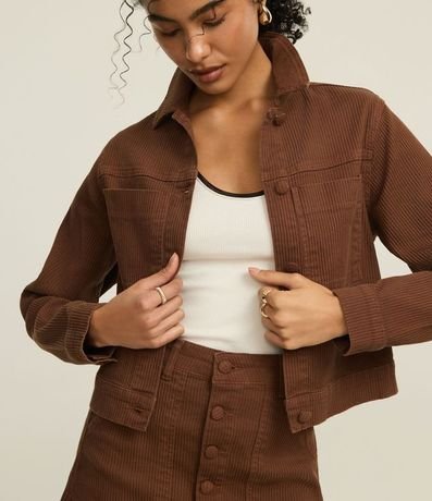 Campera Regular en Sarga Cotelê con Bolsillos Delanteros 4