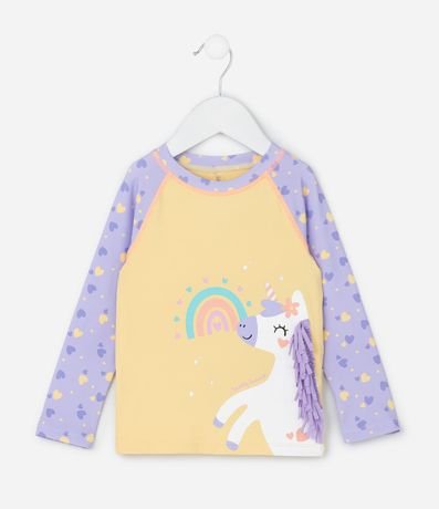 Conjunto Infantil con Protección UV y Estampa de Unicórnio y Corazones - Talle 6 Messe a 4 años 2