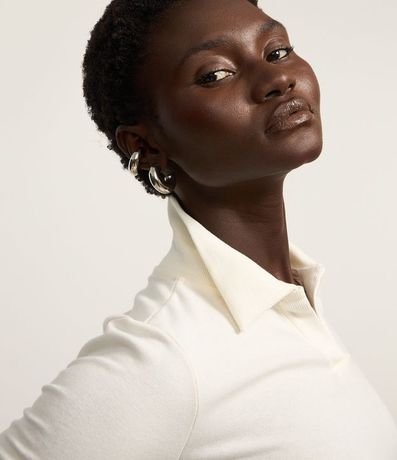 Blusa Polo en Rib de Algodón con Mangas Largas 3