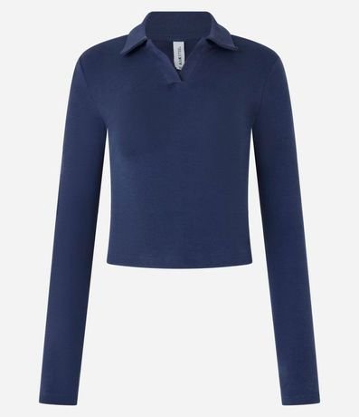 Blusa Polo en Rib de Algodón con Mangas Largas 4