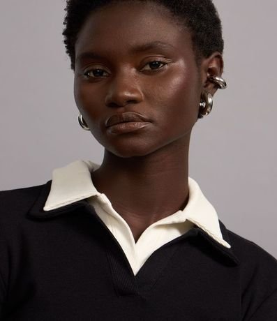 Blusa Polo en Rib de Algodón con Mangas Largas 4