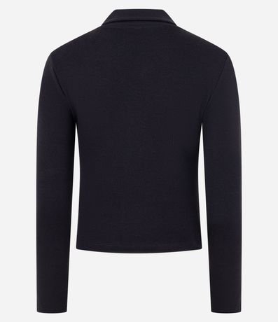 Blusa Polo en Rib de Algodón con Mangas Largas 6