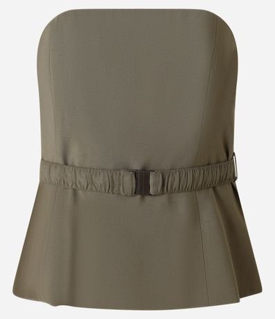 Blusa en Crepé sin Breteles con Cinturón Elástico 7