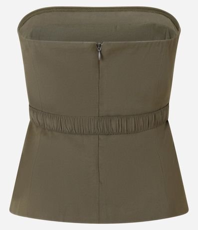 Blusa en Crepé sin Breteles con Cinturón Elástico 8