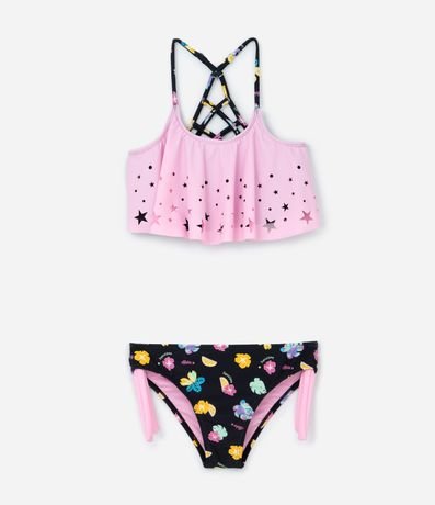 Bikini Infantil con Protección UV y Recortes de Estrellas - Talle 5 a 14 años