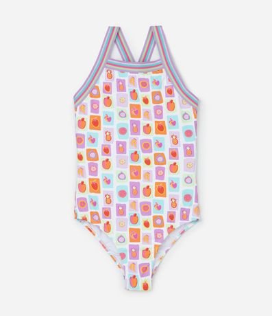 Malla Infantil con Tira Larga y Estampado de Frutas - Talle 5 a 14 años