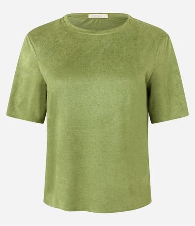 Blusa en Gamuza con Cuello Redondo y Manga Corta 6