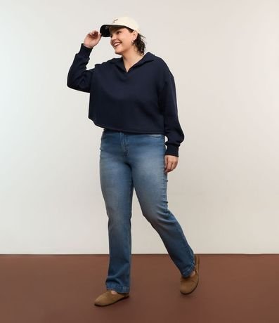 Pantalón Recto en Jeans con Elastano Detalles Curve & Plus Size