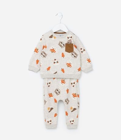 Conjunto Infantil con Pequeño  Bolsillo y Estampa Animalitos - Talle 0 a 18 meses