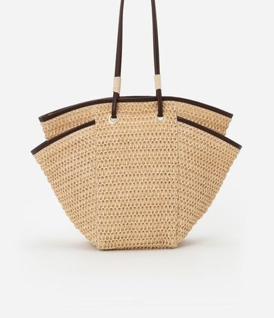 Bolsa de Playa en Paja Natural con Asa de PU y Bolsillos Laterales 7