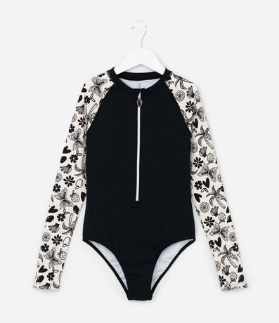 Malla Infantil con Protección UV  y Mangas Estampadas - Talle 5 a 14 años