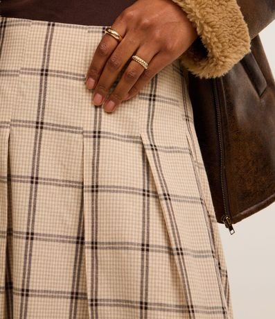 Pollera Evasê Larga en Cambraia de Cuadros con Pliegues 4