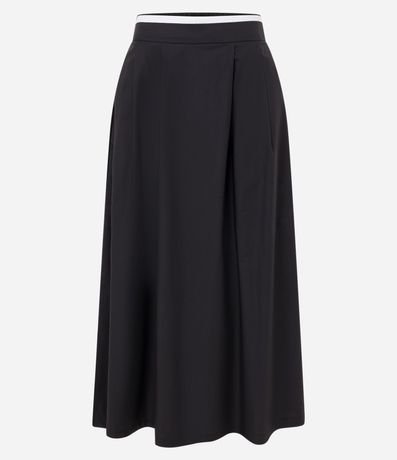 Pollera Evasê Midi en Tricolina con Toque Empapelado 5