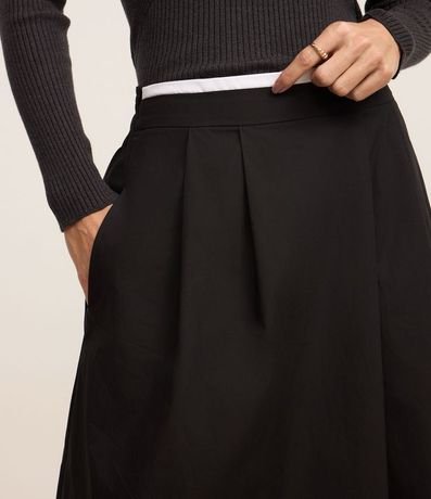 Pollera Evasê Midi en Tricolina con Toque Empapelado 4