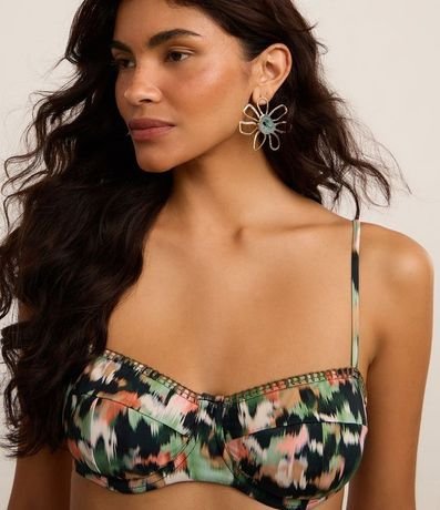 Bikini Top Media Taza en Microfibra con Estampa Tie Dye y Costura Contrastante 3