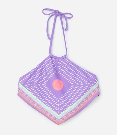 Bikini Infantil con Lazo Tipo Pañuelo y Estampa Abstracta - Talle 5 a 14 años 3
