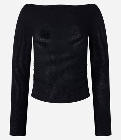 Blusa Corta Texturizada con Escote Bote