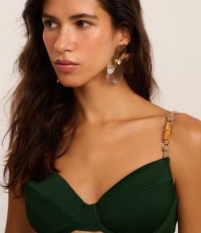 Bikini Top Media Taza en Microfibra Texturizada con Adornos de Bambú Natural 3