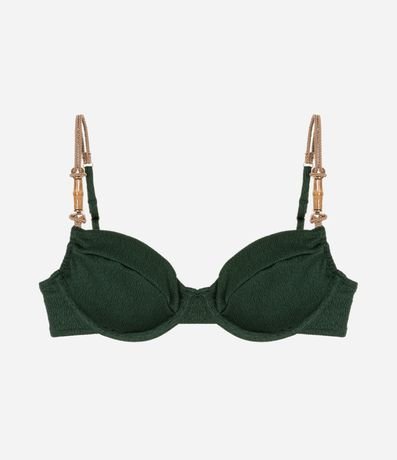 Bikini Top Media Taza en Microfibra Texturizada con Adornos de Bambú Natural 5