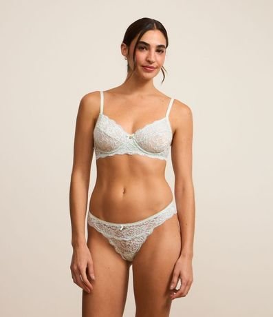 Bombacha Bikini Hilo en Encaje Floral con Moña en la Cintura 2