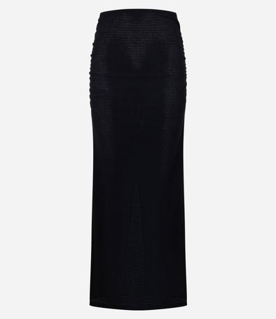 Pollera Larga Midi Texturizada con Flecos y Abertura 5