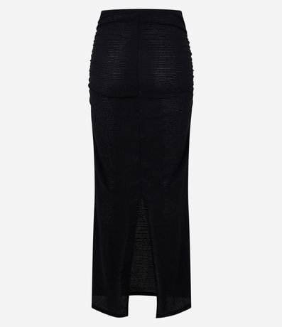 Pollera Larga Midi Texturizada con Flecos y Abertura 7