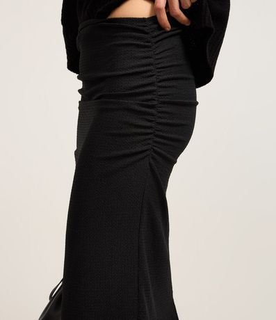 Pollera Larga Midi Texturizada con Flecos y Abertura 3