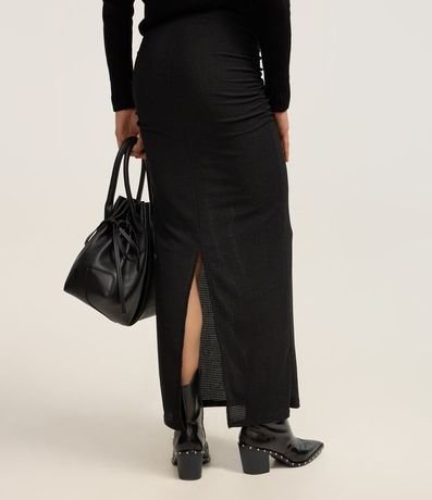 Pollera Larga Midi Texturizada con Flecos y Abertura 4