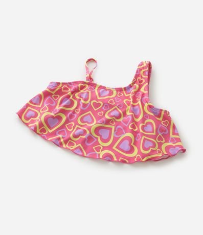 Bikini Infantil con Alças Asimétricas y Estampa de Corazones - Talle 7 a 14 años 9