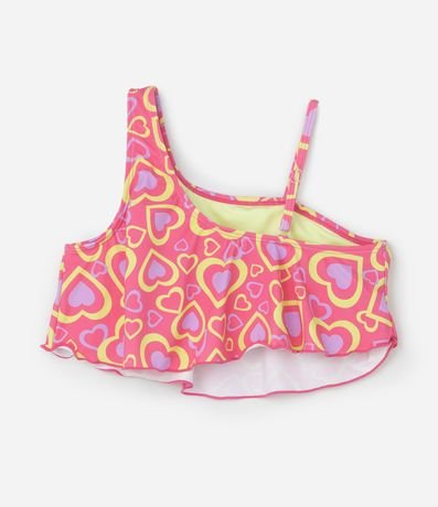 Bikini Infantil con Alças Asimétricas y Estampa de Corazones - Talle 7 a 14 años 4