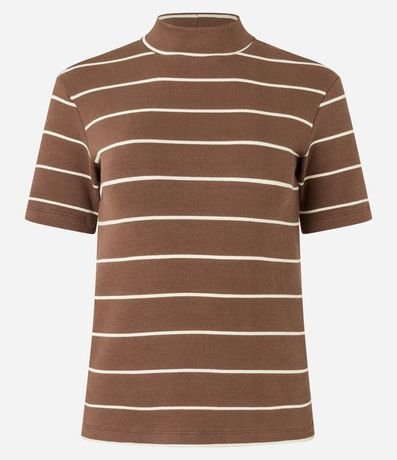 Blusa en Rib con Cuello Mediano y Estampa Rayada 5