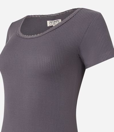 Pijama Largo con Blusa Acanalada y Pantalón de Cuadros 5