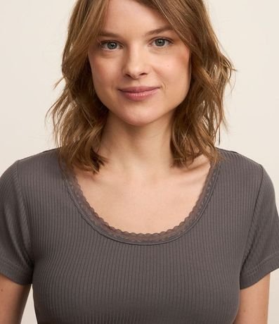 Pijama Largo con Blusa Acanalada y Pantalón de Cuadros 2