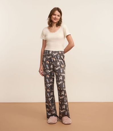 Pijama Largo Canelado con Pantalón Estampa de Dogs Esportistas