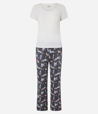 Pijama Largo Canelado con Pantalón Estampa de Dogs Esportistas