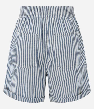Short en Sarga con Bajo Plegado y Estampado de Rayas 8