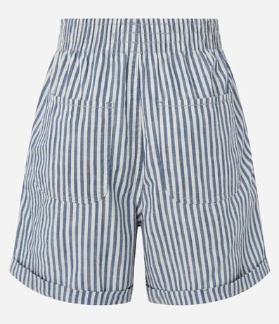 Short en Sarga con Bajo Plegado y Estampado de Rayas 6