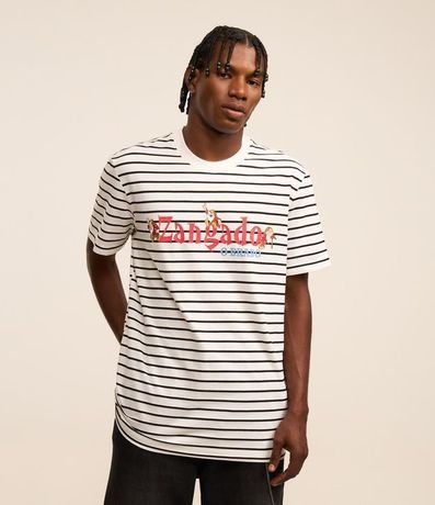Remera Comfort con Hilo Teñido y Estampa Rayada do Gruñón