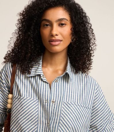 Camisa en Jeans con Bolsillos y Estampa de Rayas 3